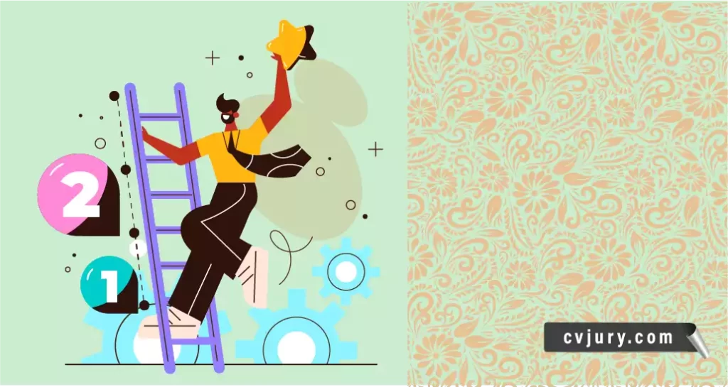 A cartoon character male climbing a ladder