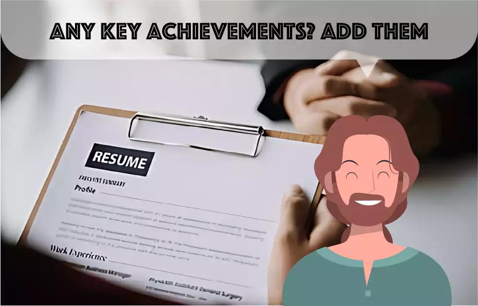 A resume concept on a file and a male cartoon character facing the camera