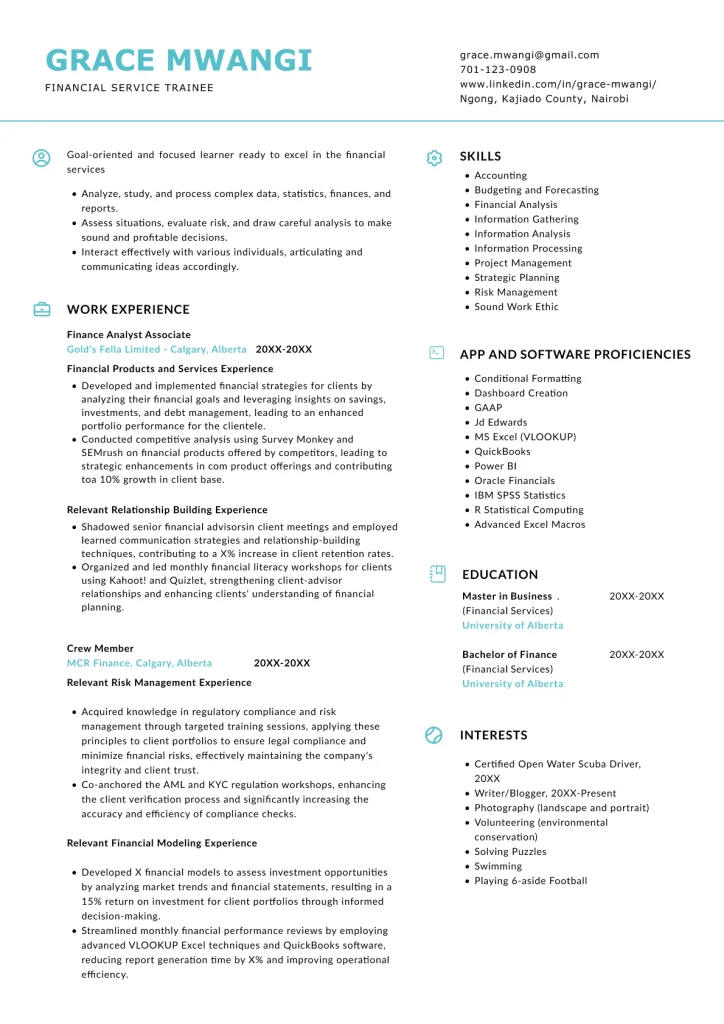 Image of a Kenyan CV by Grace Mwangi