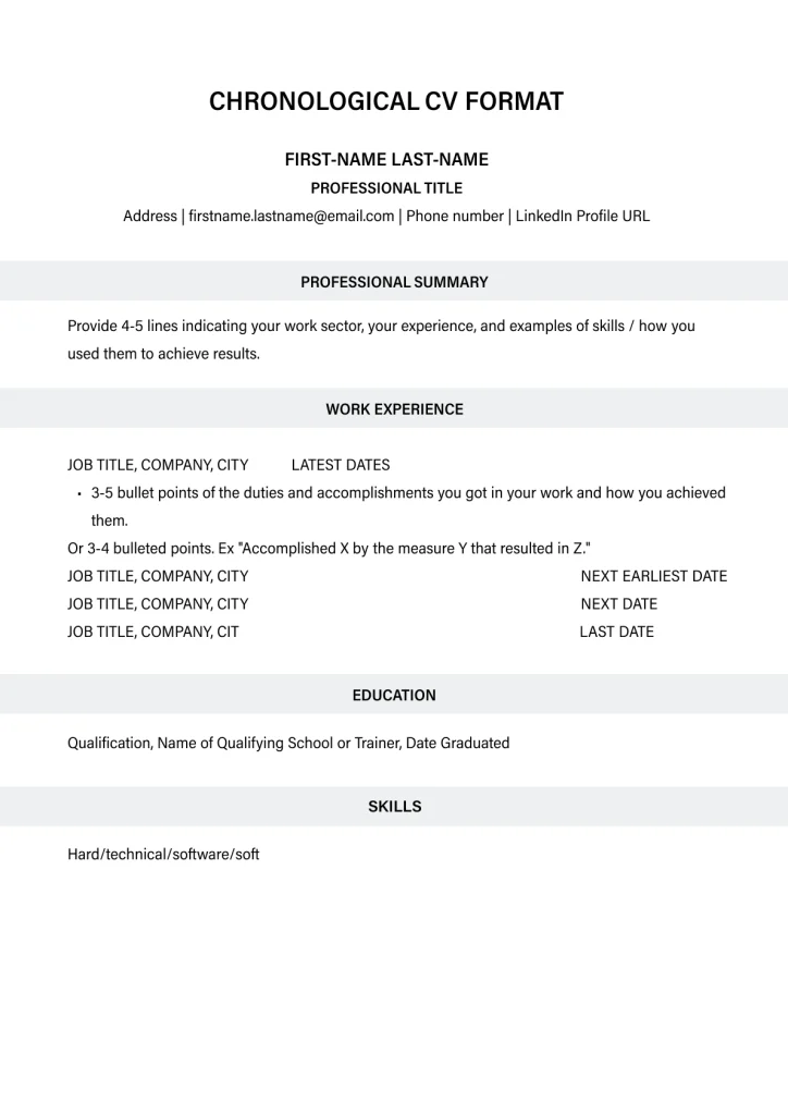 Image of Nigeria chronological CV template