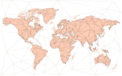 The world's countries showing as a network